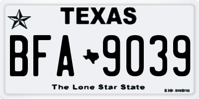 TX license plate BFA9039
