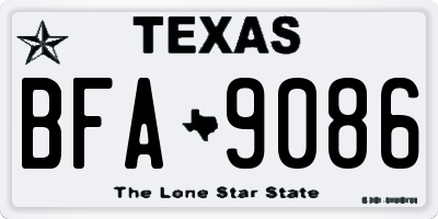 TX license plate BFA9086