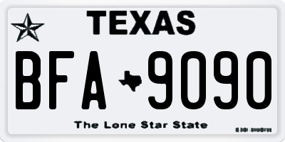 TX license plate BFA9090