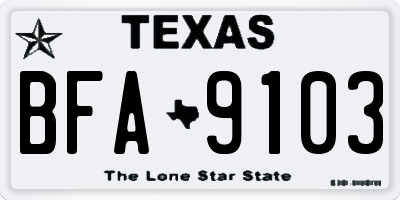 TX license plate BFA9103