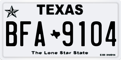 TX license plate BFA9104