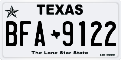 TX license plate BFA9122