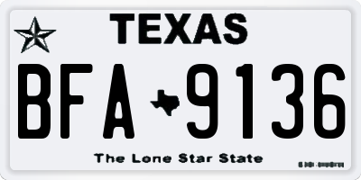 TX license plate BFA9136