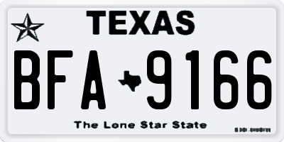 TX license plate BFA9166