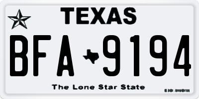 TX license plate BFA9194