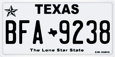 TX license plate BFA9238