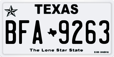 TX license plate BFA9263