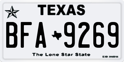 TX license plate BFA9269