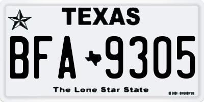 TX license plate BFA9305