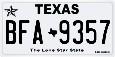 TX license plate BFA9357