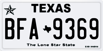TX license plate BFA9369