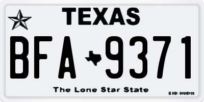 TX license plate BFA9371