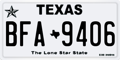 TX license plate BFA9406