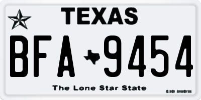 TX license plate BFA9454