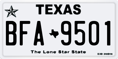 TX license plate BFA9501