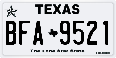 TX license plate BFA9521