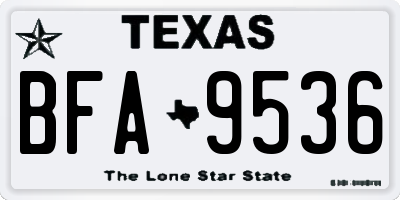 TX license plate BFA9536