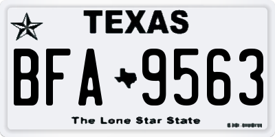 TX license plate BFA9563