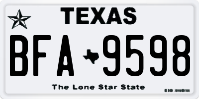 TX license plate BFA9598