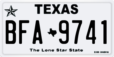 TX license plate BFA9741