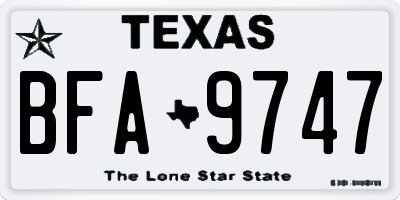 TX license plate BFA9747