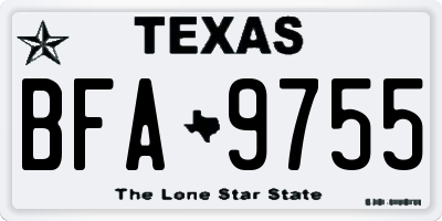 TX license plate BFA9755