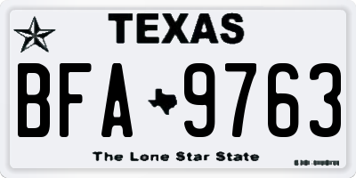 TX license plate BFA9763