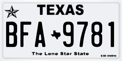 TX license plate BFA9781
