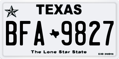 TX license plate BFA9827