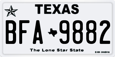TX license plate BFA9882