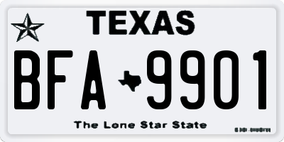 TX license plate BFA9901