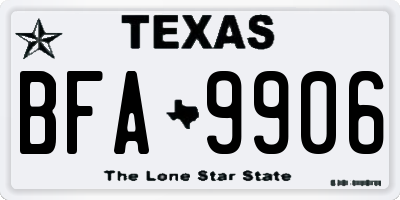TX license plate BFA9906