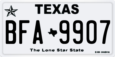 TX license plate BFA9907