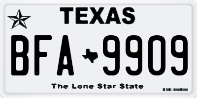 TX license plate BFA9909