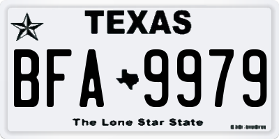 TX license plate BFA9979