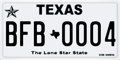 TX license plate BFB0004