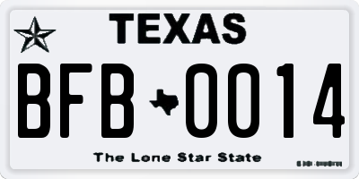 TX license plate BFB0014