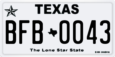 TX license plate BFB0043