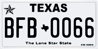TX license plate BFB0066