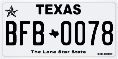 TX license plate BFB0078