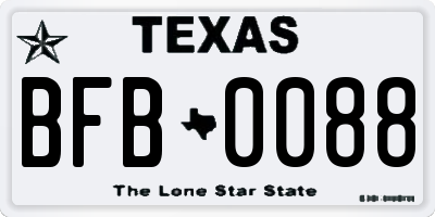 TX license plate BFB0088