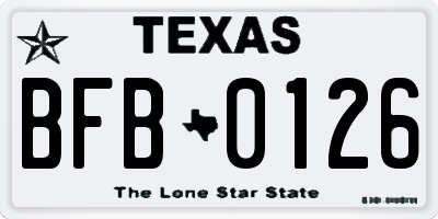 TX license plate BFB0126