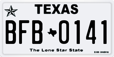 TX license plate BFB0141