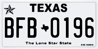 TX license plate BFB0196