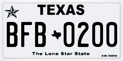 TX license plate BFB0200