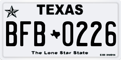 TX license plate BFB0226