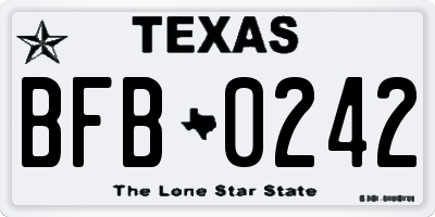 TX license plate BFB0242