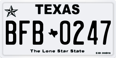 TX license plate BFB0247
