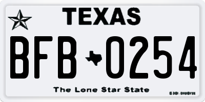 TX license plate BFB0254
