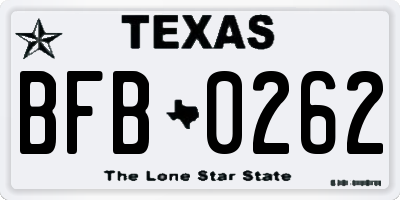 TX license plate BFB0262